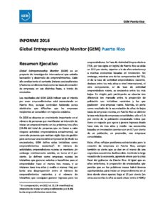 Resumen Ejecutivo – GEM 2016 Puerto Rico